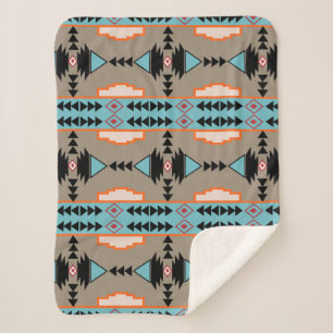 Aztec Mexican Geometric Pattern Sherpa Deken