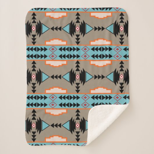 Aztec Mexican Geometric Pattern Sherpa Deken (Voorkant)