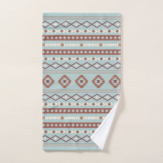 Aztec Mixed Motive Pattern Rusts Cream Blue Bad Handdoek (Handdoek)