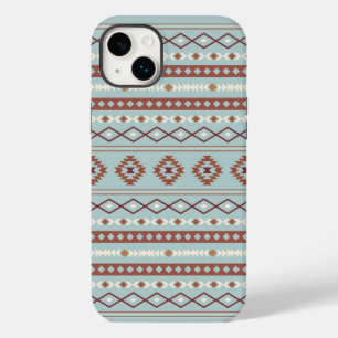 Aztec Mixed Motive Pattern Rusts Cream Blue Case-Mate iPhone 14 Plus Hoesje