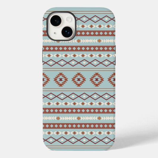 Aztec Mixed Motive Pattern Rusts Cream Blue Case-Mate iPhone Case (Achterkant)