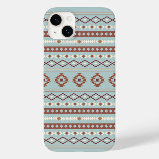 Aztec Mixed Motive Pattern Rusts Cream Blue Case-Mate iPhone Case (Achterkant)
