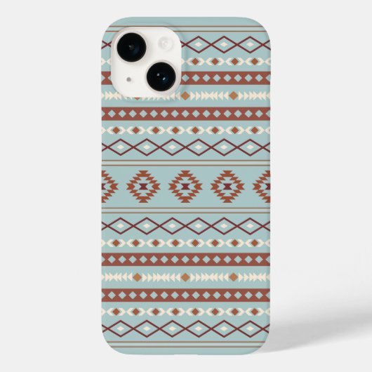 Aztec Mixed Motive Pattern Rusts Cream Blue Case-Mate iPhone Case (Achterkant)