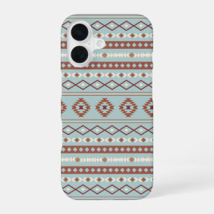 Aztec Mixed Motive Pattern Rusts Cream Blue iPhone 16 Hoesje