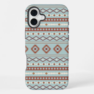 Aztec Mixed Motive Pattern Rusts Cream Blue iPhone 16 Plus Hoesje