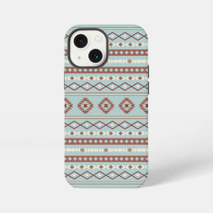 Aztec Mixed Motive Pattern Rusts Cream Blue iPhone 13 Mini Hoesje