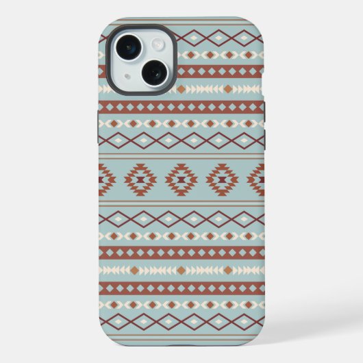 Aztec Mixed Motive Pattern Rusts Cream Blue iPhone Hoesje (Achterkant)