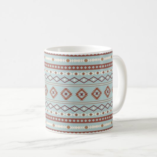 Aztec Mixed Motive Pattern Rusts Cream Blue Koffiemok (Voorkant rechts)