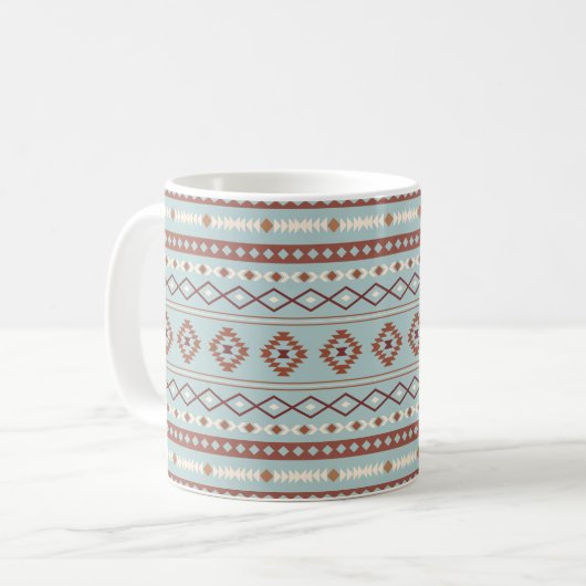 Aztec Mixed Motive Pattern Rusts Cream Blue Koffiemok (Voorkant links)