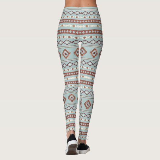 Aztec Mixed Motive Pattern Rusts Cream Blue Leggings (Achterkant)