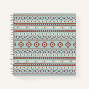 Aztec Mixed Motive Pattern Rusts Cream Blue Notitieboek