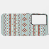 Aztec Mixed Motive Pattern Rusts Cream Blue Samsung Galaxy Hoesje (Linkerkant)