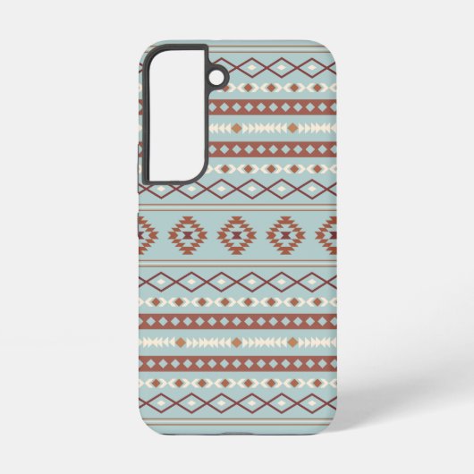 Aztec Mixed Motive Pattern Rusts Cream Blue Samsung Galaxy Hoesje (Achterkant)