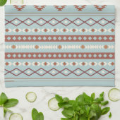 Aztec Mixed Motive Pattern Rusts Cream Blue Theedoek (Gevouwen)