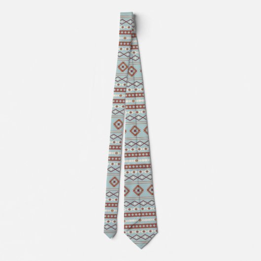 Aztec Mixed Motive RPT Pattern Rusts Cream Blue Stropdas (Achterkant)