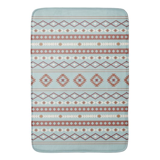 Aztec Mixed Motive V Pattern Rusts Cream Blue Badmat (Voorkant Verticaal)