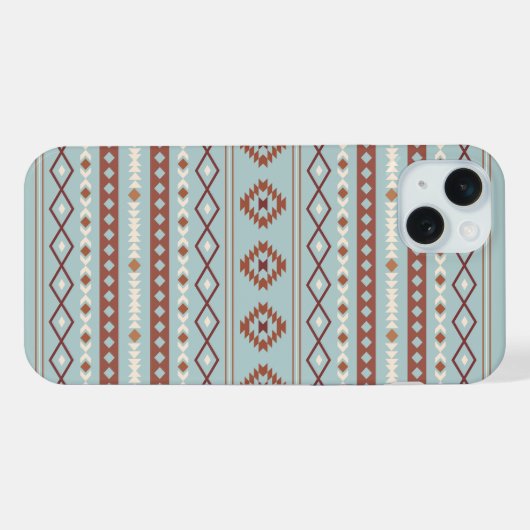 Aztec Mixte Motif Motif Rusts Crème Bleu (Verso Horizontal)