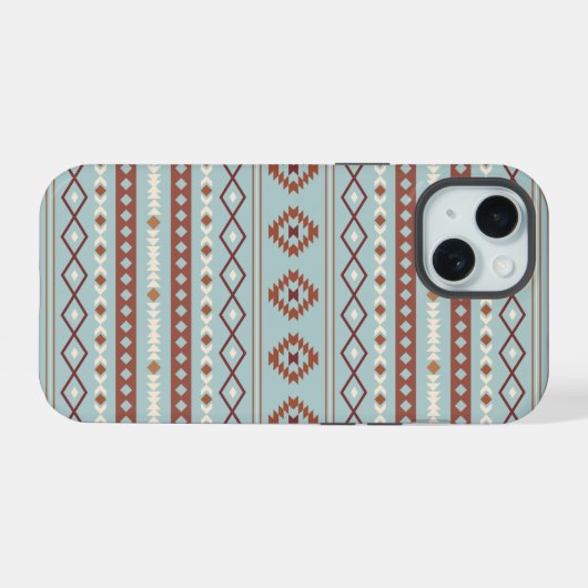 Aztec Mixte Motif Motif Rusts Crème Bleu (Verso Horizontal)
