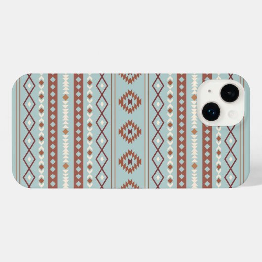 Aztec Mixte Motif Motif Rusts Crème Bleu (Verso Horizontal)