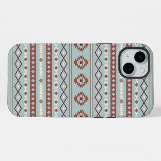 Aztec Mixte Motif Motif Rusts Crème Bleu (Verso Horizontal)