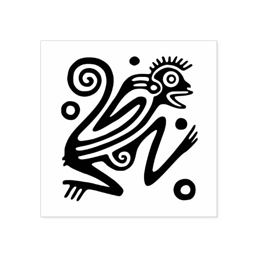 Aztec Monkey Art Rubber Stamp Rubberstempel (Afrduk)