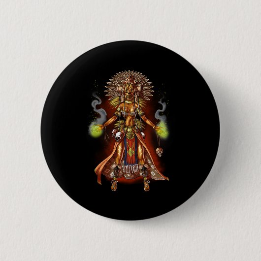 Aztec Mythology God Managua Ronde Button 5,7 Cm (Voorkant)
