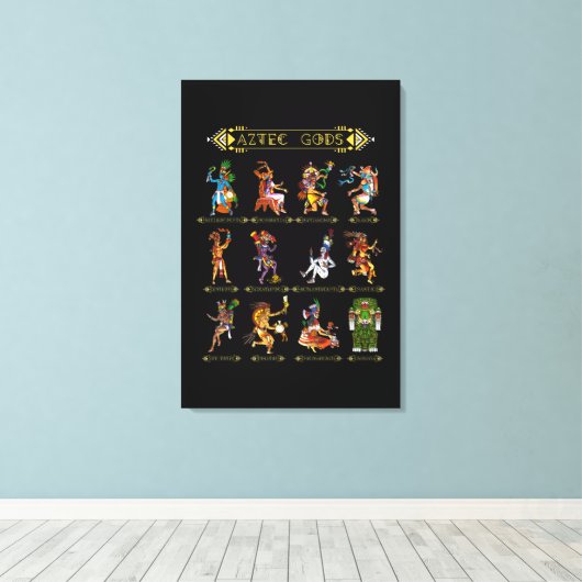 Aztec Mythology gods Ancient Mayan Civilization Hi Canvas Afdruk (Insitu (Houten vloer))