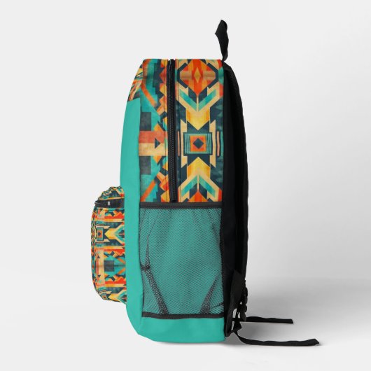 Aztec Native American Design op Turquoise Bedrukte Rugzak (Rechts)