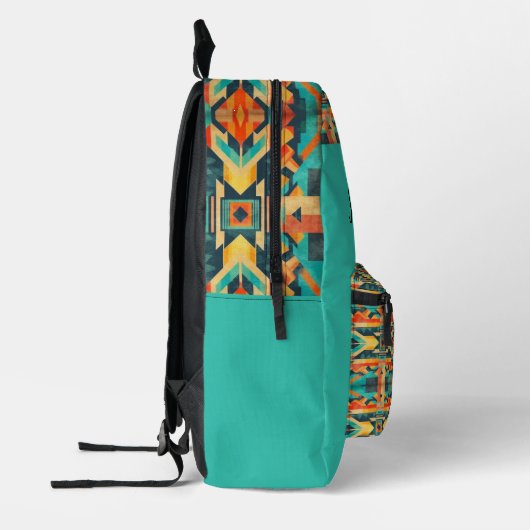 Aztec Native American Design op Turquoise Bedrukte Rugzak (Links)