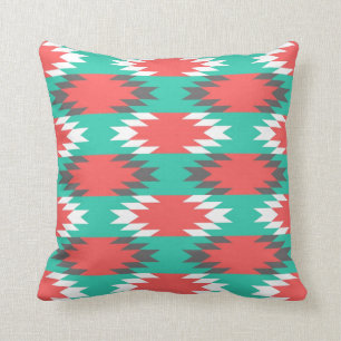 Aztec Native American Turquoise en Pink Pattern Kussen