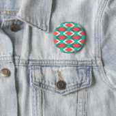 Aztec Native American Turquoise en Pink Pattern Ronde Button 5,7 Cm (In situ)
