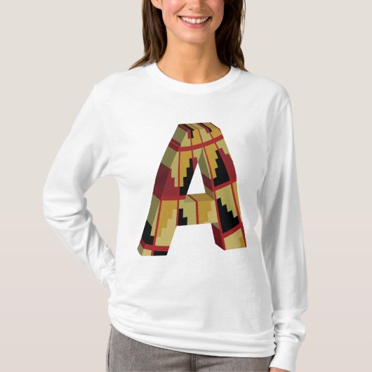 Aztec Navajo Pattern Letter A T-shirt (Voorkant)