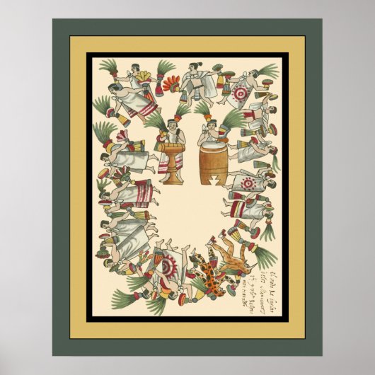 Aztec Noble Dancers ~ Archeology ~Tovar Codex ~ * Poster (Voorkant)