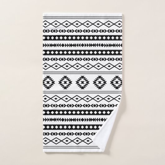 Aztec noir sur blanc Motifs mélangés Motif (Serviette à main)