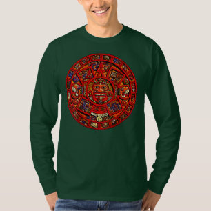 Aztec of Mayan Calendar Design on BACK Maya Mannen T-shirt
