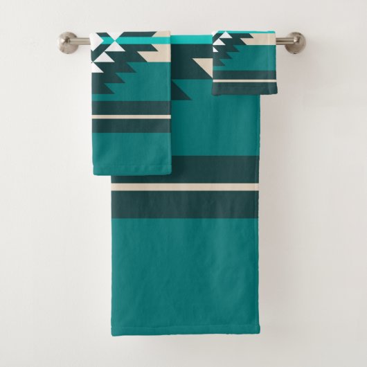Aztec-ontwerp in turkooiskleur bad handdoek (Insitu)