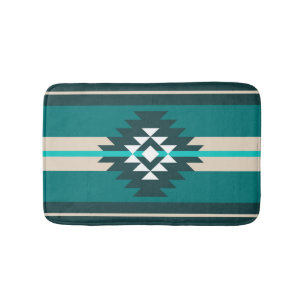Aztec-ontwerp in turkooiskleur badmat