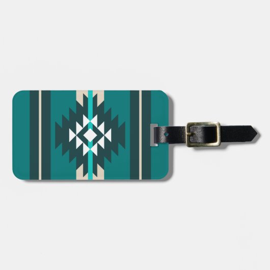 Aztec-ontwerp in turkooiskleur bagagelabel (Voorkant horizontaal)
