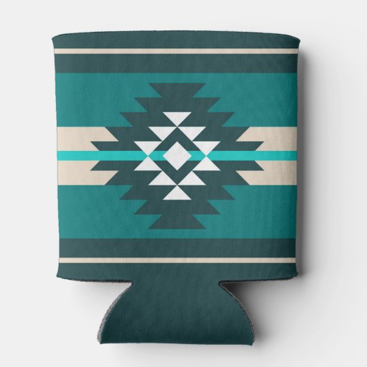 Aztec-ontwerp in turkooiskleur blikjeskoeler (Achterkant)