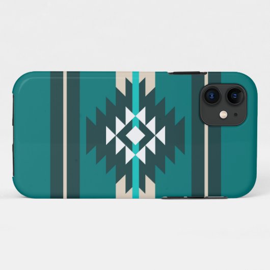 Aztec-ontwerp in turkooiskleur Case-Mate iPhone case (Achterkant (horizontaal))