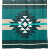 Aztec-ontwerp in turkooiskleur douchegordijn (Voorkant)