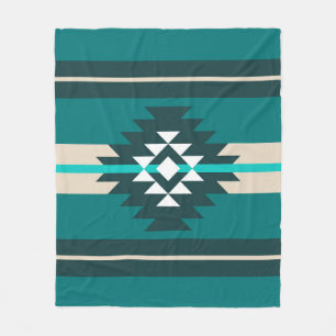 Aztec-ontwerp in turkooiskleur fleece deken