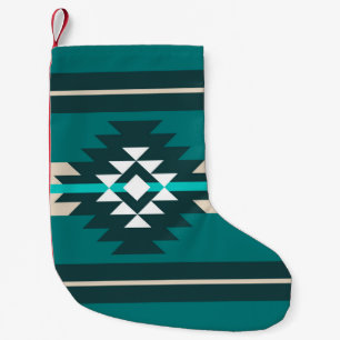 Aztec-ontwerp in turkooiskleur kleine kerstsok