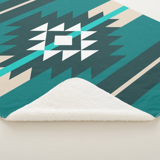 Aztec-ontwerp in turkooiskleur sherpa deken (3/4)
