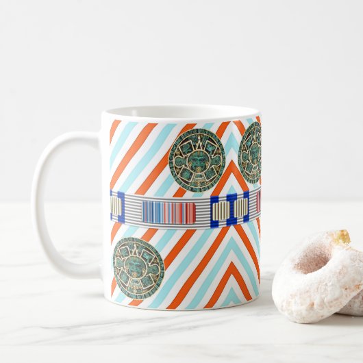 Aztec Oranje Stripe Mok (Met donut)