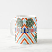 Aztec Oranje Stripe Mok (Voorkant links)