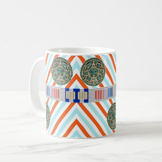 Aztec Oranje Stripe Mok (Voorkant links)