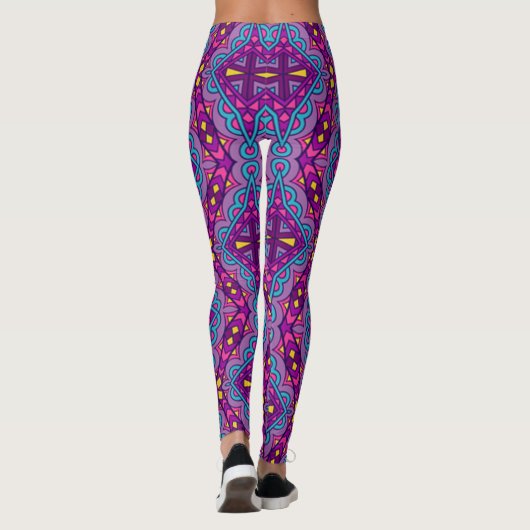 Aztec Paars Pattern Leggings (Achterkant)
