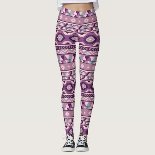 Aztec Paarse Leggings vrouwen (Voorkant)