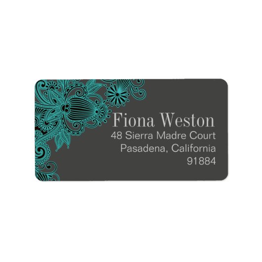 Aztec Paisley - blauwgroen grijs Etiket (Voorkant)